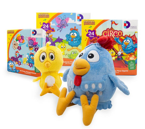 Kit de Peluches y Rompecabezas de la Gallina Pintadita