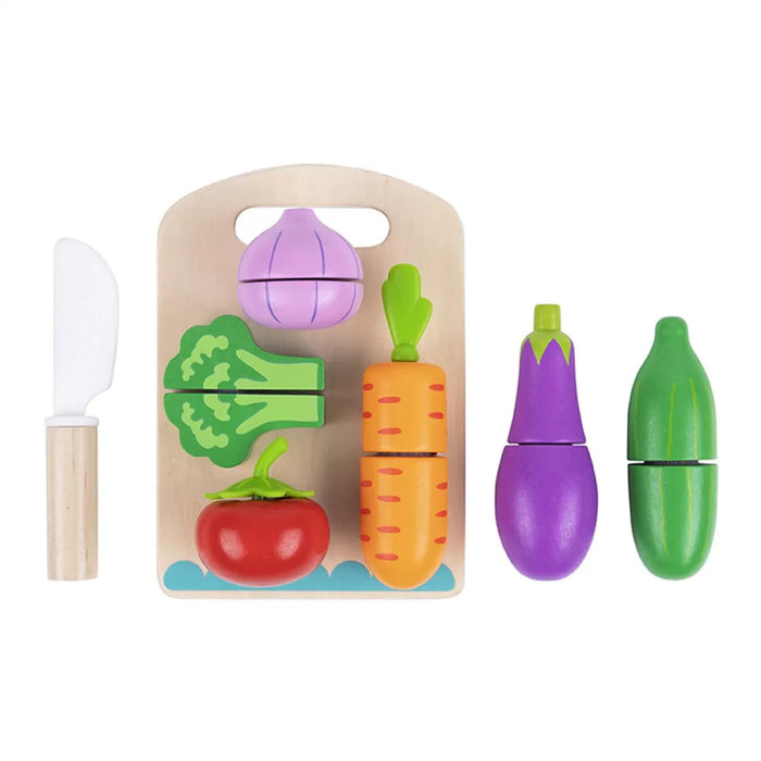 Corta Verduras, Juego de comida y cocina hecho de madera, Juguete Didactivo