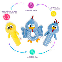 Sonaja y mordedera sensorial de peluche de la gallina pintadita - 5
