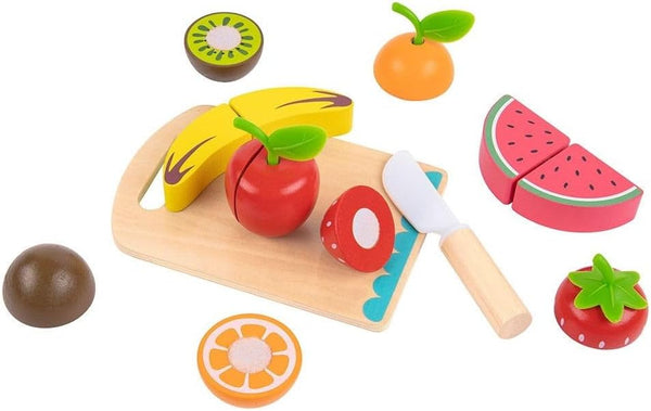 Corta Frutas Juego de Comida Hecho de Madera, Juguete Didactico - Tooky Toy