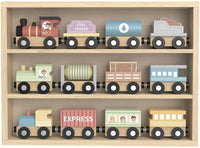Tren De Madera Magnético con 3 Locomotoras y 9 Vagones - Juguete Didáctico en Colores Pastel - Tooky Toy - 2