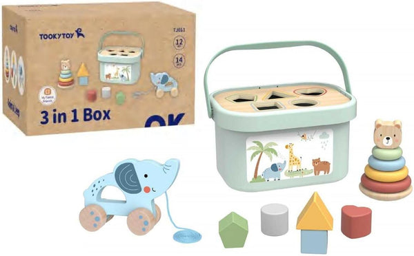 Caja Didactica Multi Juegos de Apilar y Encajar 3-1 - Tooky Toy