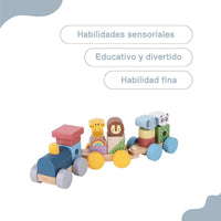 Tren de Madera Apilable de Animales de la Selva -Tooky Toy - 4