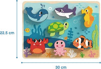 Rompecabezas de Madera de Animales Marinos con Diferentes Capas, Juguete Preescolar Chunky de 8 Piezas,Didactico - Tooky Toy - 5