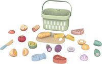 Canasta de Juguete con Frutas de Madera para Cortar, Verde. Tooky Toy - 1