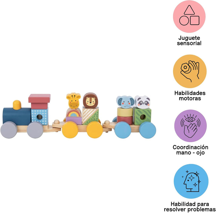 Tren de Madera Apilable de Animales de la Selva -Tooky Toy