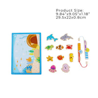 Juego de Mesa de Pesca Magnético de Madera 13 Piezas con Doble Caña - 4