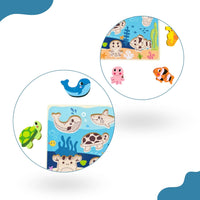 Rompecabezas de Madera de Animales Marinos con Diferentes Capas, Juguete Preescolar Chunky de 8 Piezas,Didactico - Tooky Toy - 2