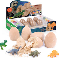 Kit de excavación de huevos Dino – 6 dinosaurios para excavar y pintar; juguetes STEM para niños de 5 años + - 1