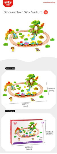 Tren De Madera De Dinosaurios Set De 40 Piezas Infantil - 4
