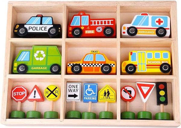 Juego de letreros de madera para transporte y calle, multicolor, 15 unidades (paquete de 1)