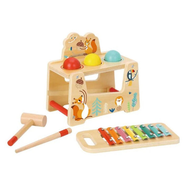 Tooky Toy Banco Pound &Tap de madera de enebro 22x13x21cm