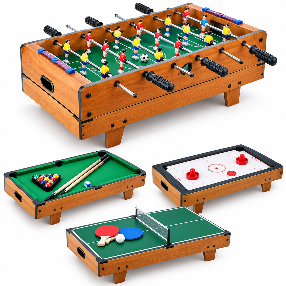Mesa de Juegos 4 en 1: Futbolito, Billar, Hockey y Ping Pong