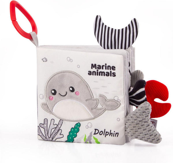 Libro suave de ballena para bebé de 0 a 6 meses, juguete de aprendizaje temprano para bebe