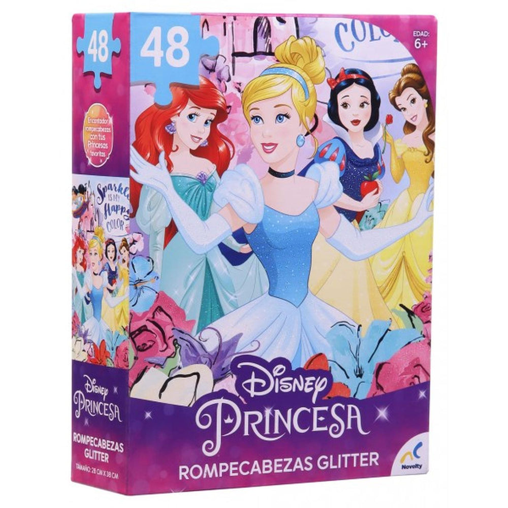 Rompecabezas Glitter Princesas De Disney 48 Piezas