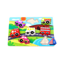 Rompecabezas Chunky Puzzle-Transportes Madera 9 Pz +18 meses - 2