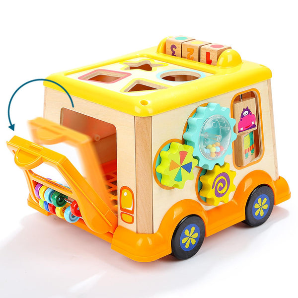 Autobús Escolar De Actividades, Madera, Didáctico 1 Pieza