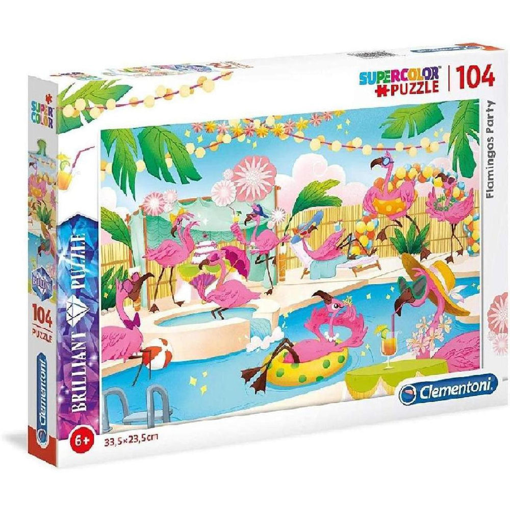 Rompecabezas Fiesta De Flamingos Diamantes 104 Piezas Clementoni