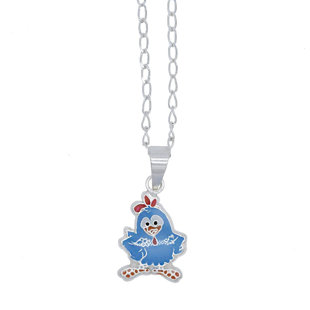 Collar de la Gallina Pintadita, Dije y Cadena de Plata .925