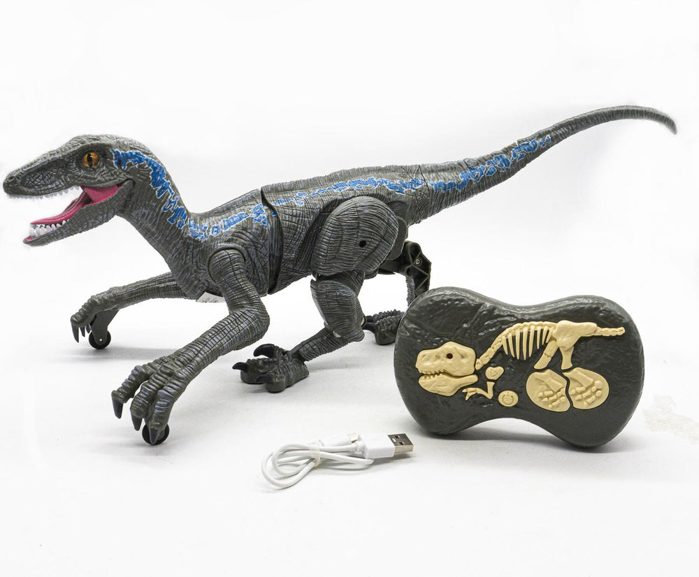Dinosaurio Control Remoto Velociraptor R/C 2.4 Ghz USB Roar Juguete a Control Remoto Blue Jurasic Regalo para niños