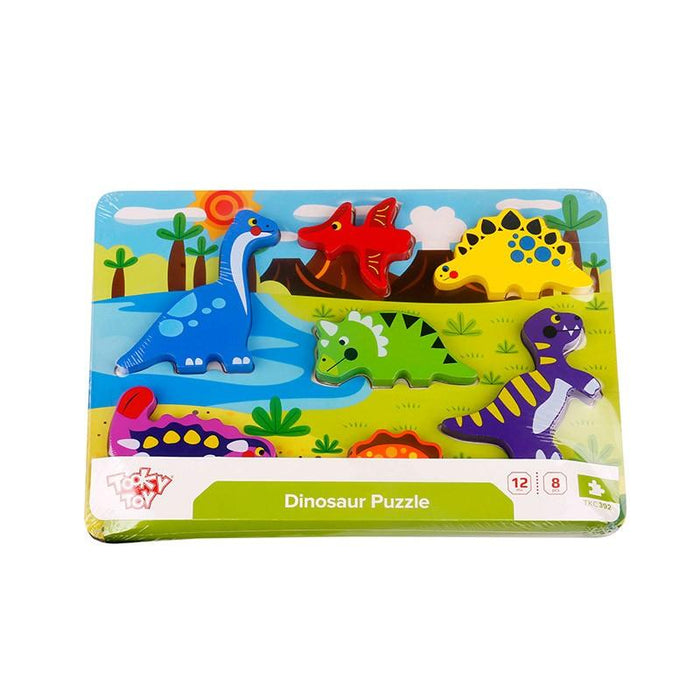 Rompecabezas Chunky Puzzle- Dinosaurios Madera 8 Pz+18 meses