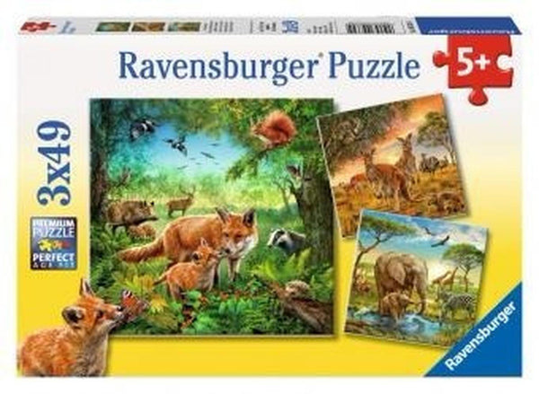 Rompecabezas 3 en 1 Animales De La Tierra 49 Piezas Cada Uno Ravensburger