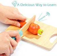 Juego De Comida De Madera- Niños, Con Tabla Para Cortar 9 pz - 4