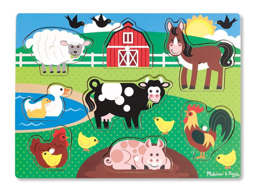Wooden Peg Puzzle Farm Animals Rompecabezas De De Madera Melissa & Doug