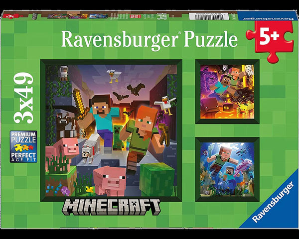 Rompecabezas 3 en 1 Minecraft 49 Piezas Cada Uno Ravensburger