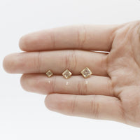 Arete Broquel Cuadro Oro 10K Bisel Diamantado Circonia - 7