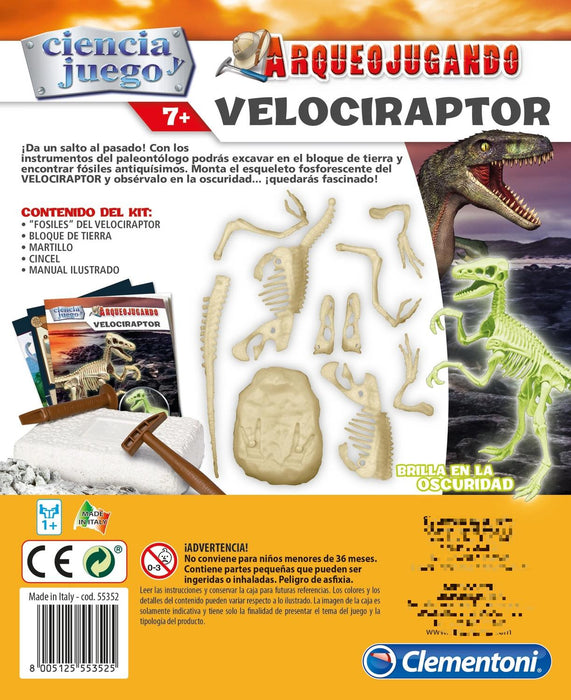 Archeojugando Velociraptor Fluorescente Ciencia Y Juego Clementoni