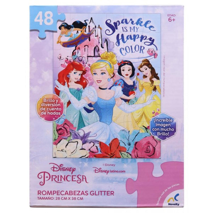 Rompecabezas Glitter Princesas De Disney 48 Piezas