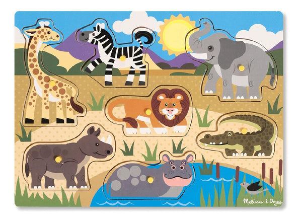 Rompecabezas De Madera - Wooden Peg Puzzle Safari Rompecabezas De De Madera Melissa & Doug